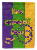 Mardi Gras Throw me something mister House Flag 28x40 Porch Sleeve Pole Decorative Outside Yard Banner Artwork Wall Hanging, Polyester