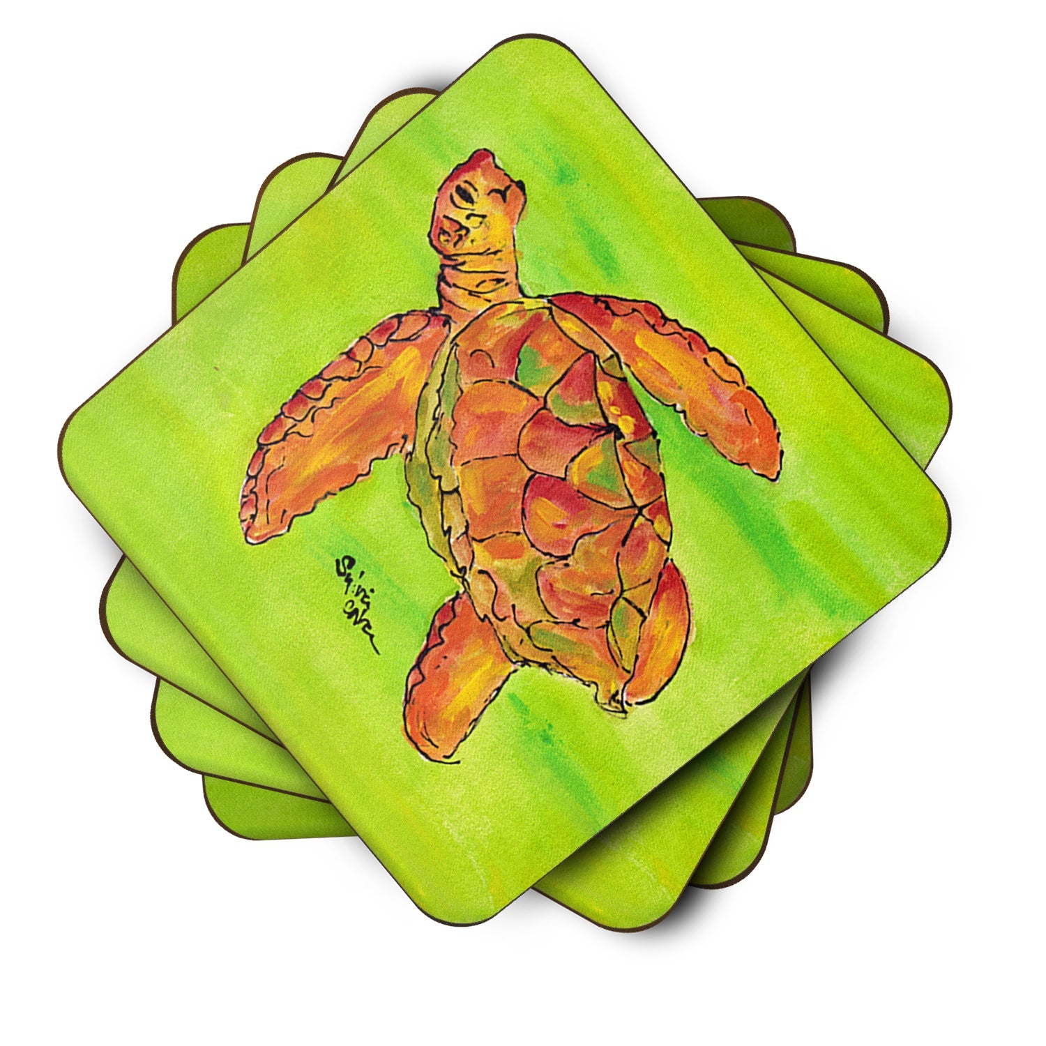 Turtle Foam Coasters Set of 4 Cup Coasters for Indoor Outdoor, Tabletop Protection, Anti Slip, Mouse pad Material