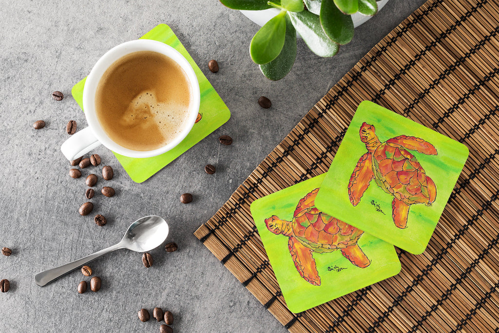 Turtle Foam Coasters Set of 4 Cup Coasters for Indoor Outdoor, Tabletop Protection, Anti Slip, Mouse pad Material