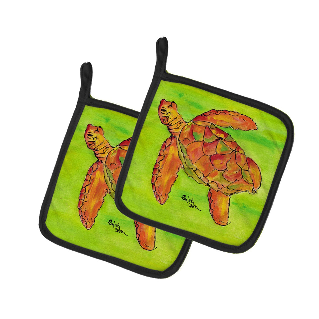 Turtle Pot Holder Set of 2 Heat Resistant Quilted Hot Pads 7.5 x 7.5 Inch, Insulated Kitchen Trivets for Cooking & Baking