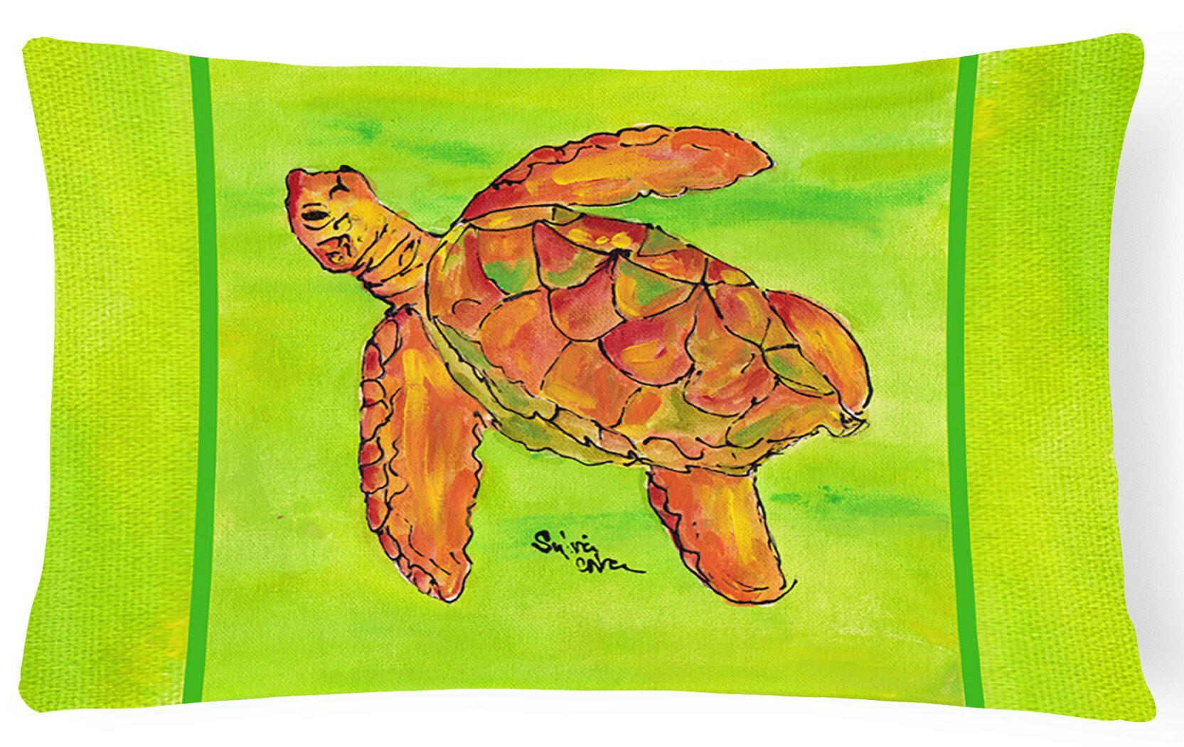 Turtle Decorative Throw Pillow 12x16 Indoor Outdoor Accent Cushion, Fabric Cover with Insert for Sofa, Bed, Porch & Living Room