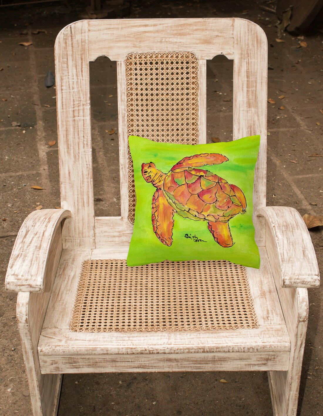 Turtle Decorative Throw Pillow 14x14 Indoor Outdoor Accent Cushion, Fabric Cover with Insert for Sofa, Bed, Porch & Living Room
