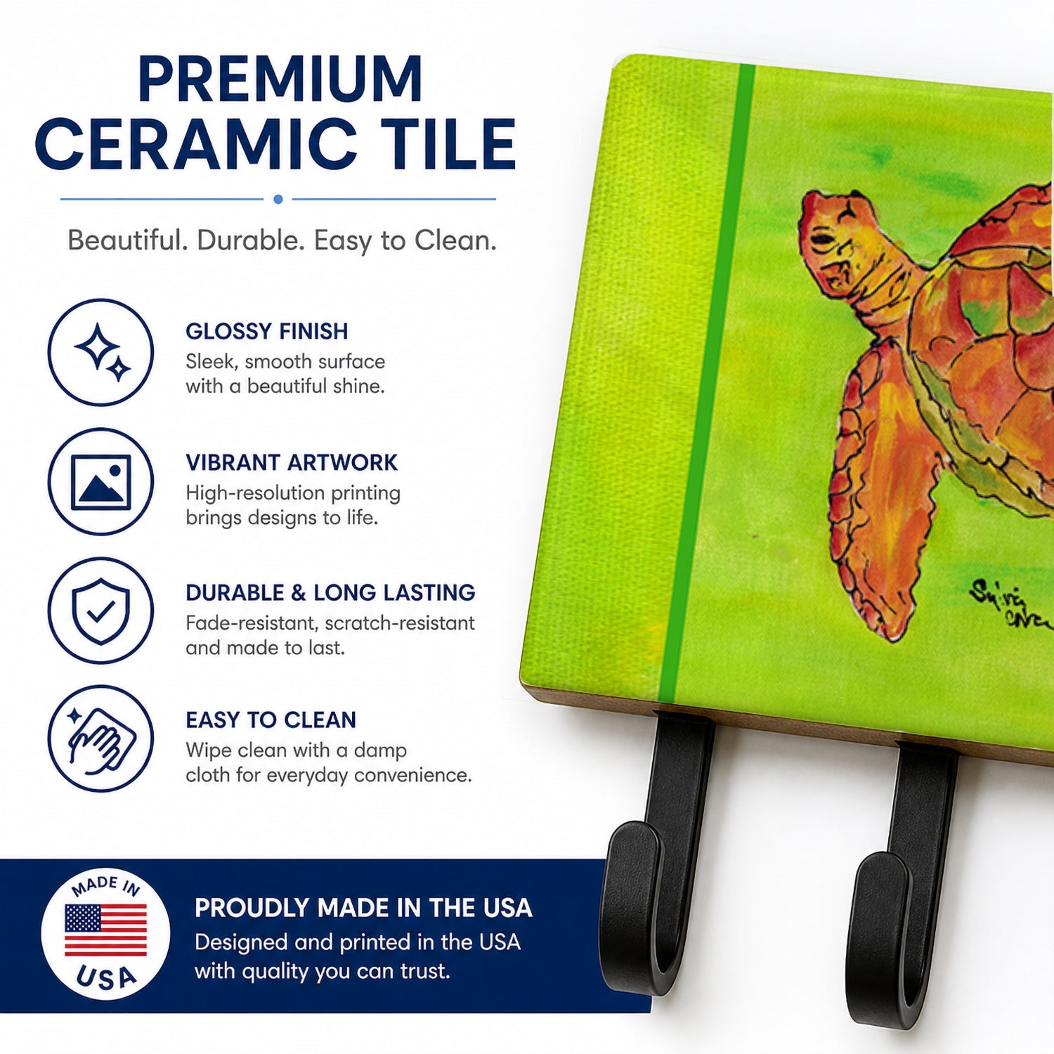 Turtle Leash or Key Holder Wall Hooks, Coat Rack Wall Mount, for Hanging Keys, Towels, Aprons, Leashes