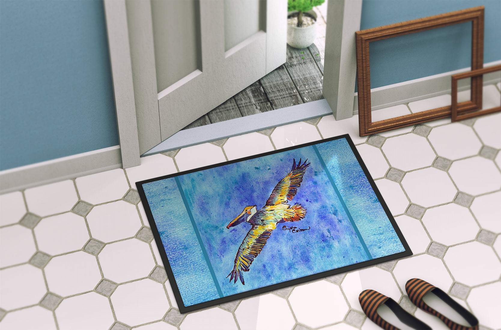 Pelican Doormat Indoor Outdoor 18H X 27W Front Door Mat Rugs for Entryway, Non Slip Washable