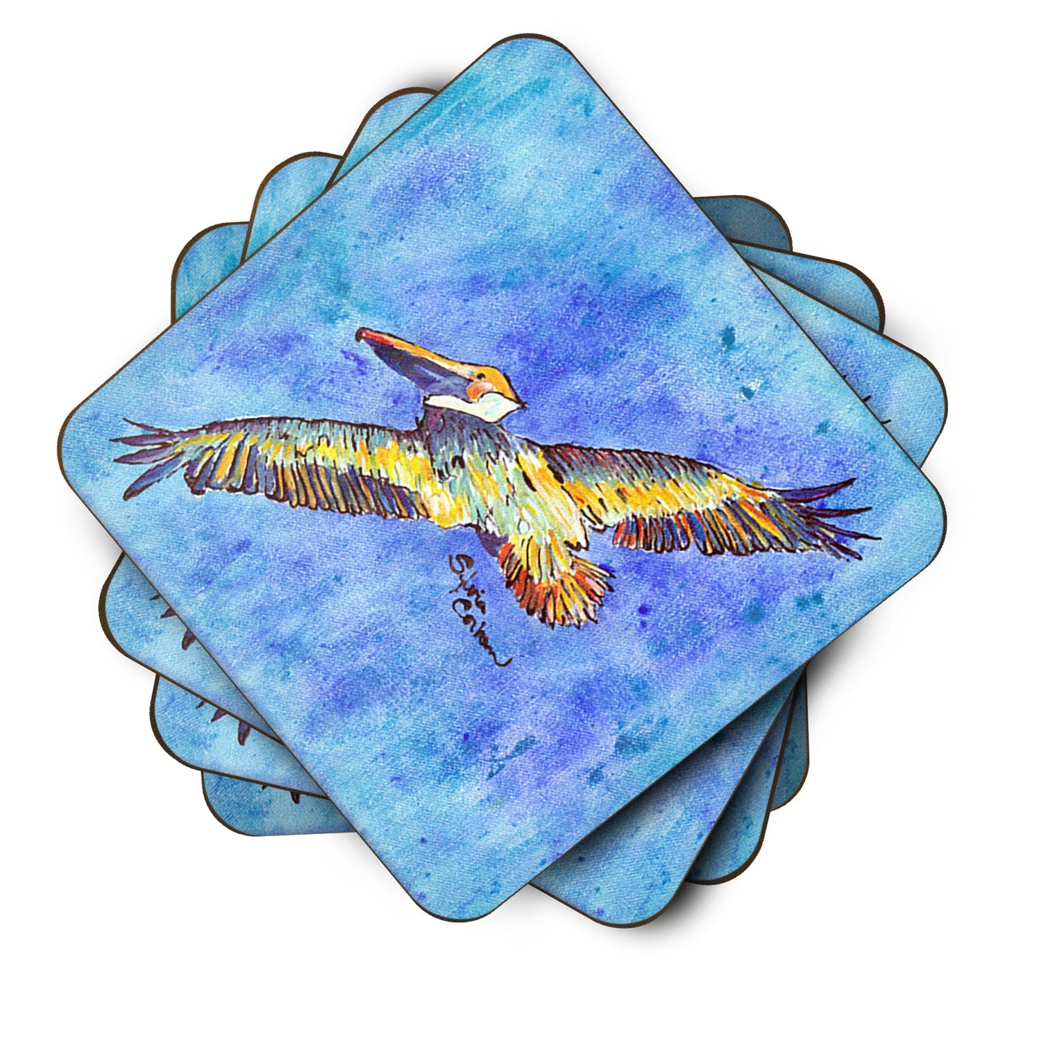 Pelican Foam Coasters Set of 4 Cup Coasters for Indoor Outdoor, Tabletop Protection, Anti Slip, Mouse pad Material
