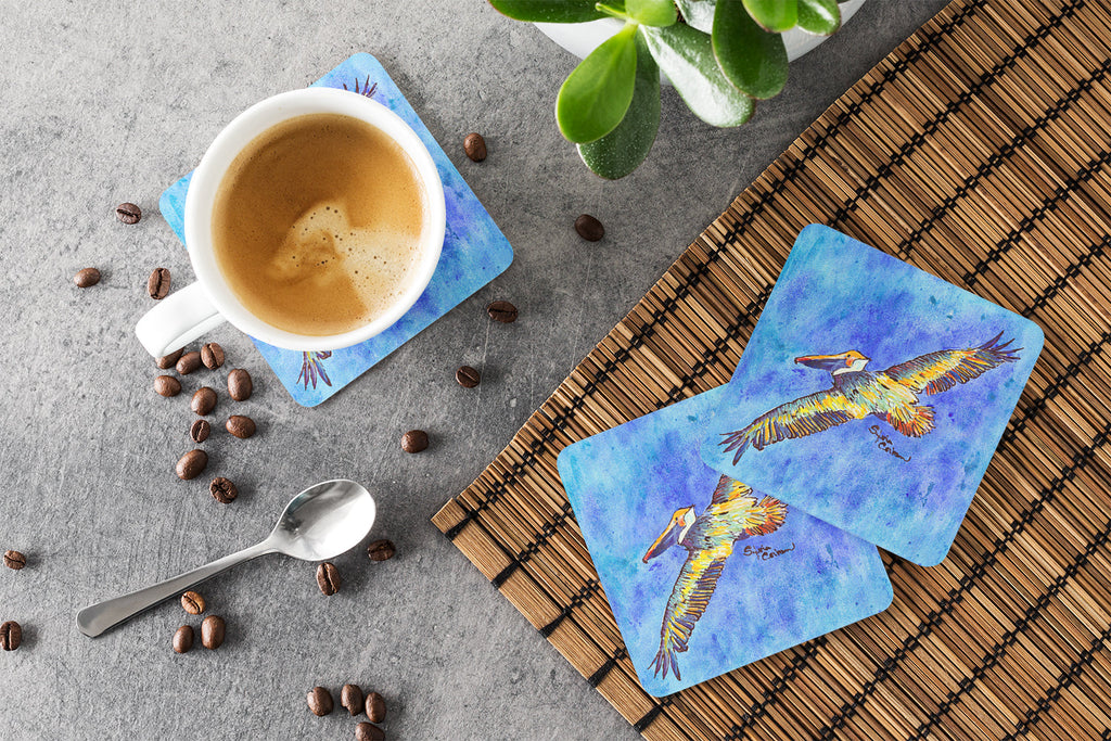Pelican Foam Coasters Set of 4 Cup Coasters for Indoor Outdoor, Tabletop Protection, Anti Slip, Mouse pad Material