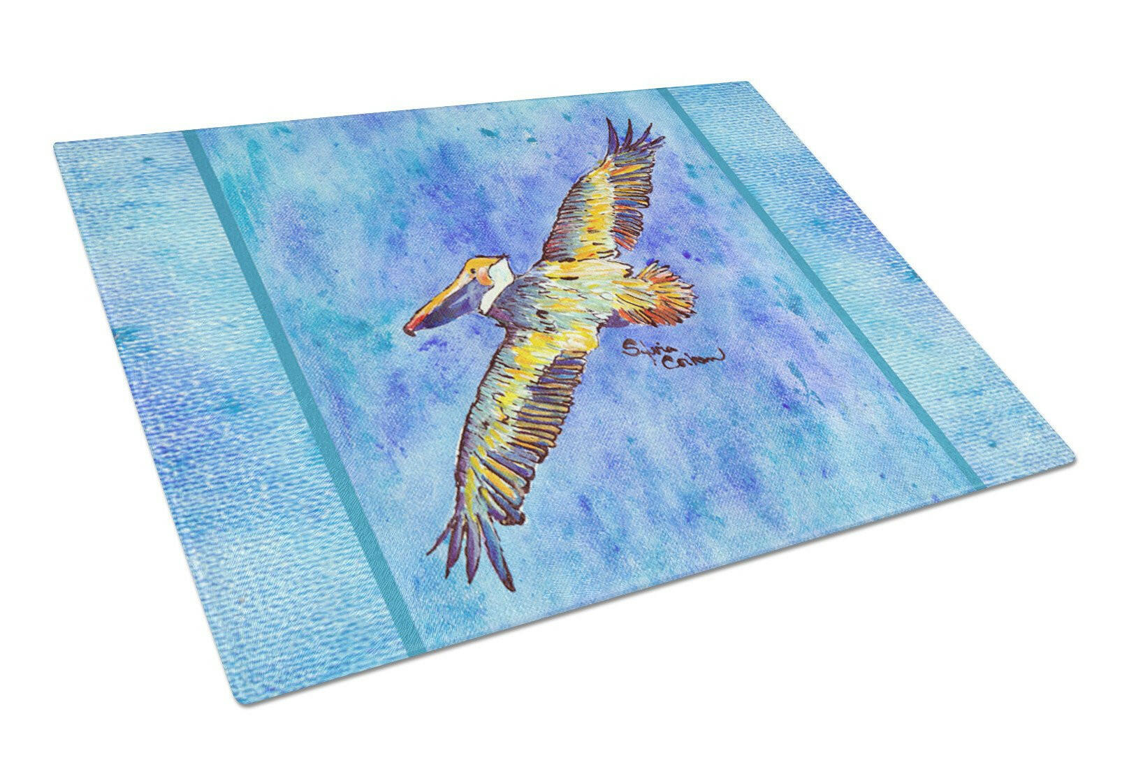 Pelican Cutting Board Tempered Glass Kitchen Cutting Surface, Heat Resistant Chopping, Non-Slip Feet, Food Prep & Serving