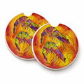 Bright Shrimp on Red Set of 2 Cup Holder Car Coasters Absorbent Round Sandstone Coasters Gifts for Men or Women, 2.5, Multicolor