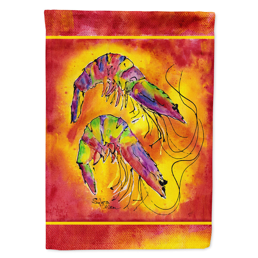 Bright Shrimp on Red House Flag 28x40 Porch Sleeve Pole Decorative Outside Yard Banner Artwork Wall Hanging, Polyester