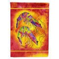 Bright Shrimp on Red House Flag 28x40 Porch Sleeve Pole Decorative Outside Yard Banner Artwork Wall Hanging, Polyester