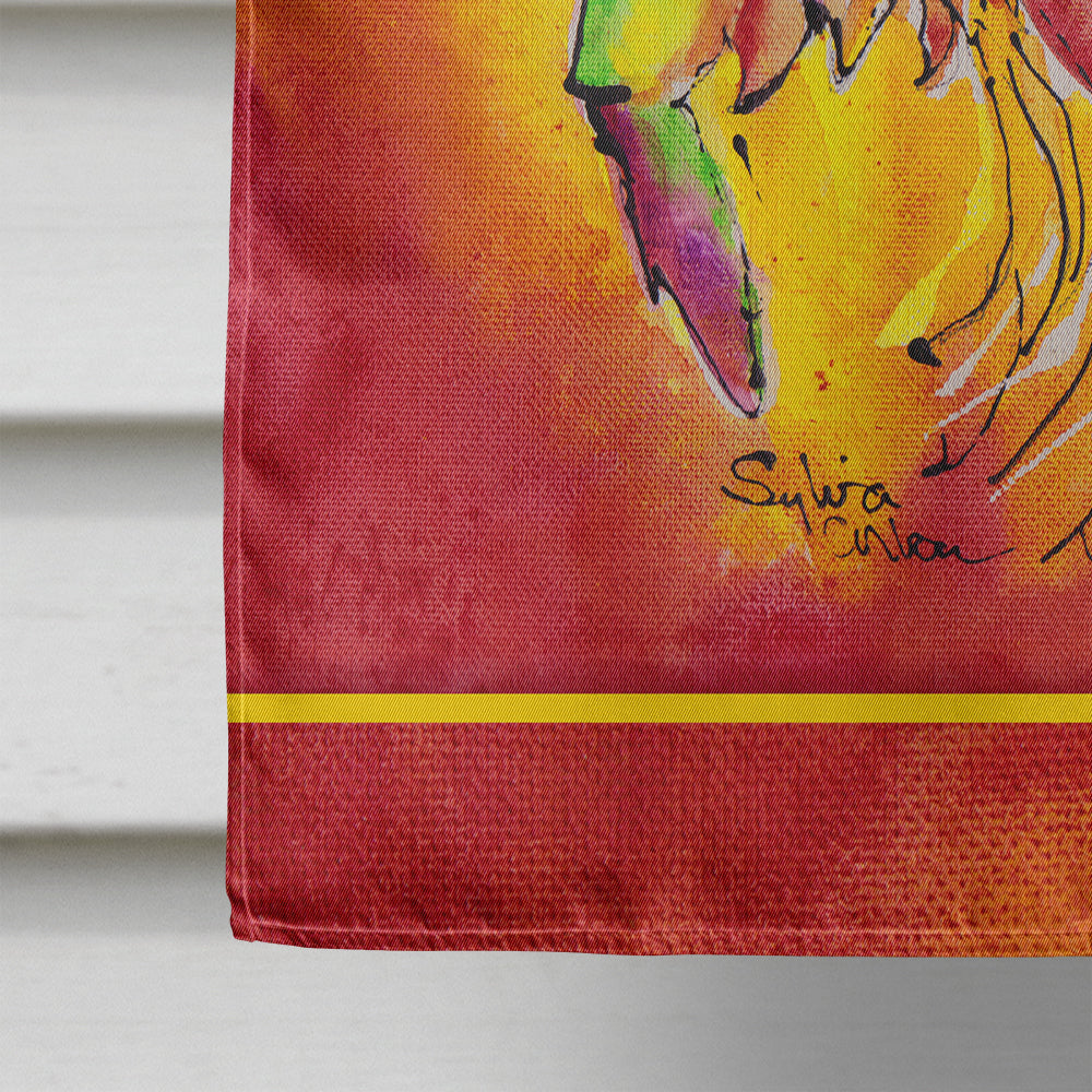 Bright Shrimp on Red House Flag 28x40 Porch Sleeve Pole Decorative Outside Yard Banner Artwork Wall Hanging, Polyester