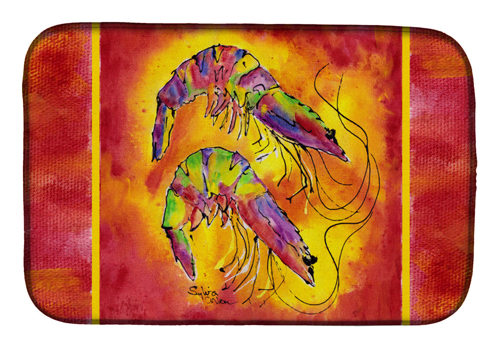 Bright Shrimp on Red Dish Drying Mat Absorbent Dish Drying Mat Pad for Kitchen Counter Dish Drainer Mat for Countertop, 14 x 21", Multicolor