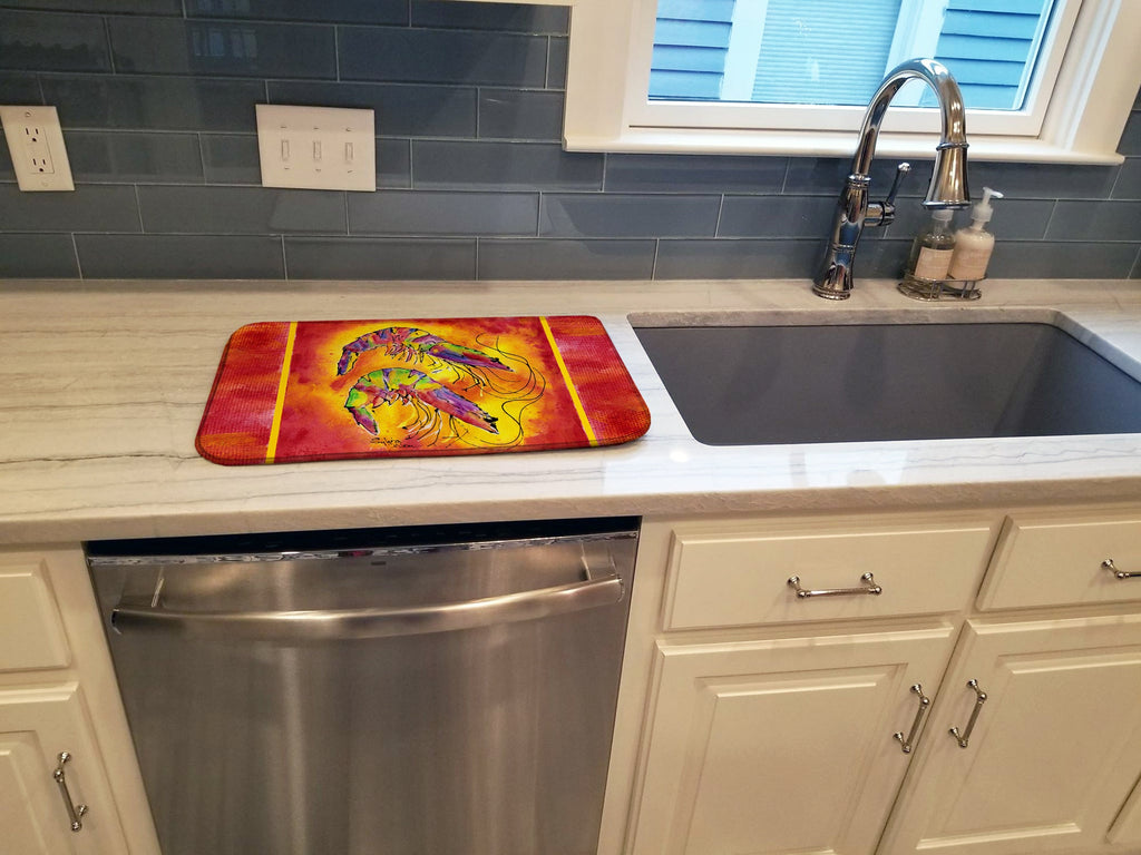 Bright Shrimp on Red Dish Drying Mat Absorbent Dish Drying Mat Pad for Kitchen Counter Dish Drainer Mat for Countertop, 14 x 21", Multicolor