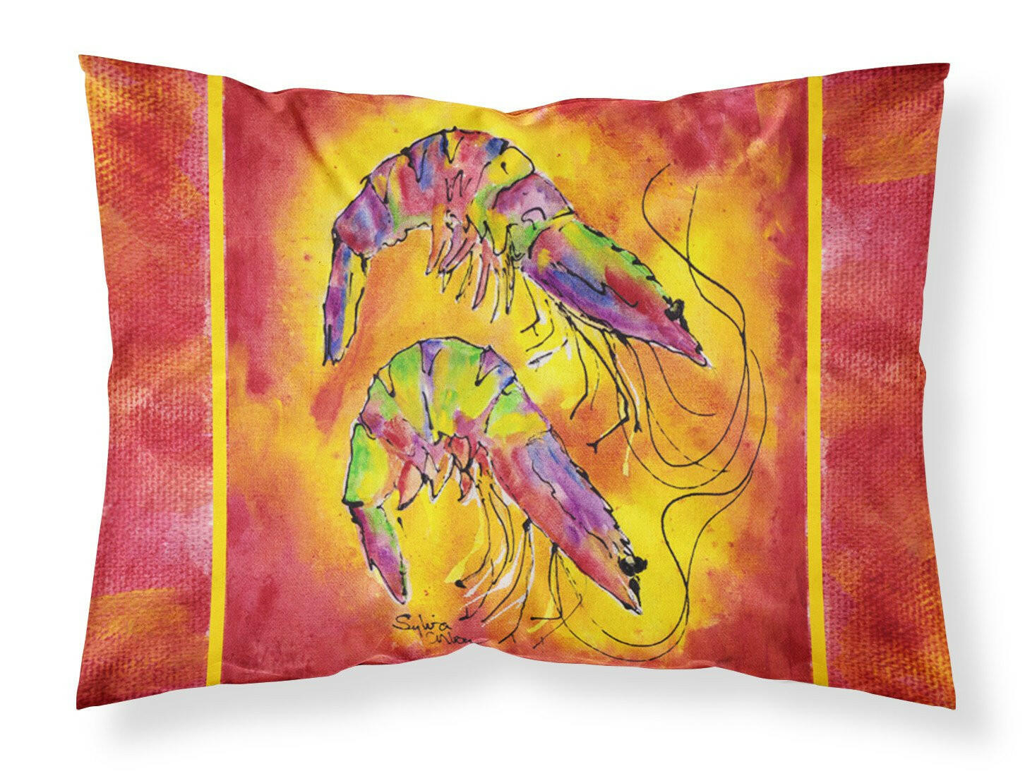 Bright Shrimp on Red Standard Pillowcase Lightweight Super Soft Easy Care Decorative Artwork Pillowcase, Standard