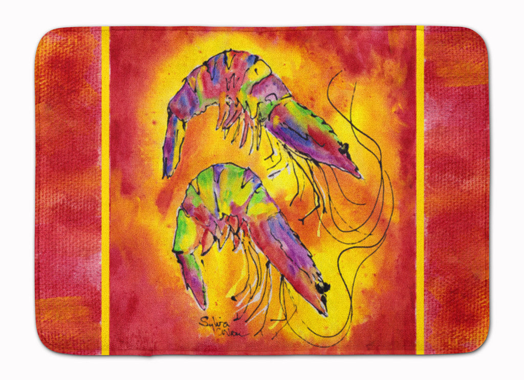 Bright Shrimp on Red Memory Foam Kitchen Mat Machine Washable Anti-Fatigue Cushion Comfort Bath or Kitchen Rug