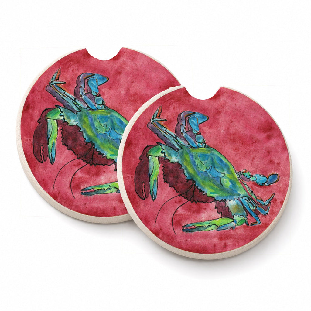 Crab Set of 2 Cup Holder Car Coasters Absorbent Round Sandstone Coasters Gifts for Men or Women, 2.5, Multicolor