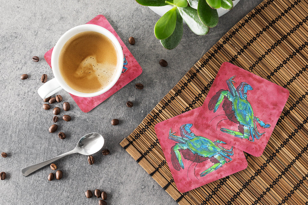 Crab Foam Coasters Set of 4 Cup Coasters for Indoor Outdoor, Tabletop Protection, Anti Slip, Mouse pad Material