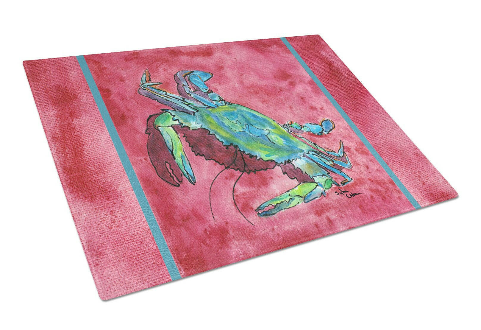 Crab Cutting Board Tempered Glass Kitchen Cutting Surface, Heat Resistant Chopping, Non-Slip Feet, Food Prep & Serving