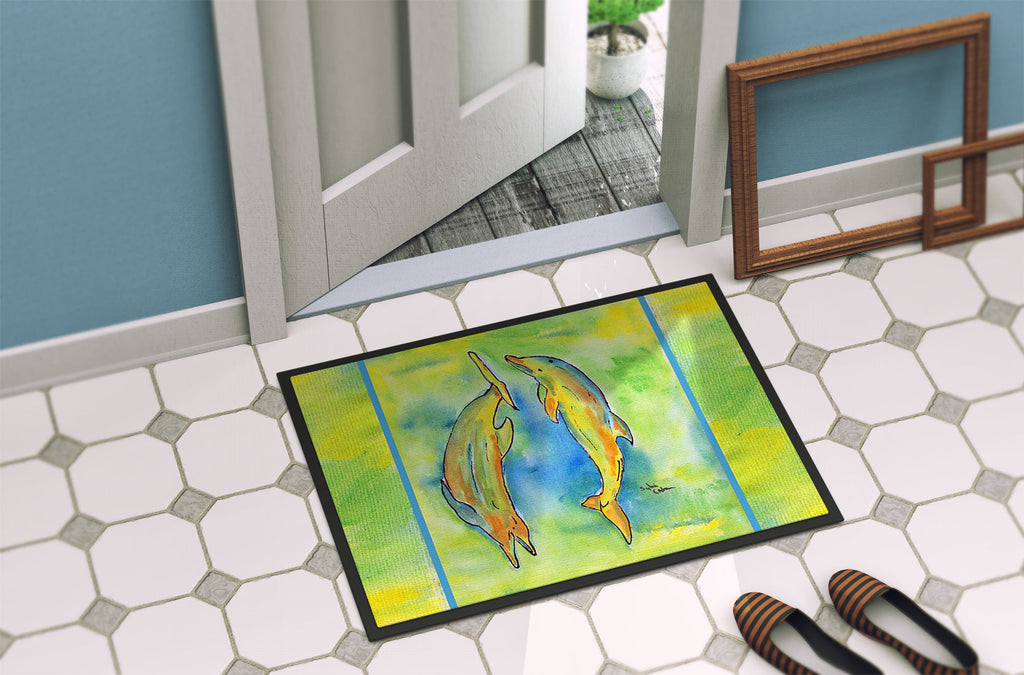 Dolphin Doormat Indoor Outdoor 24H X 36W Front Door Mat Rugs for Entryway, Non Slip Washable Low Pile,