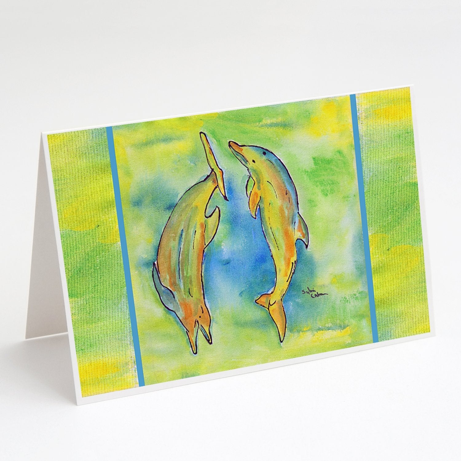 Dolphin Greeting Cards Pack of 8 Blank Cards with Envelopes Whimsical A7 Size 5x7