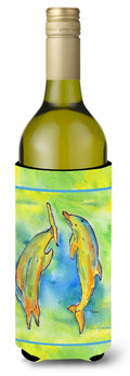 Dolphin Wine Bottle Hugger Gift Sleeve for Standard 750 ml Bottles, Insulated Reusable Also Fits Mini Shot & Pint Bottles