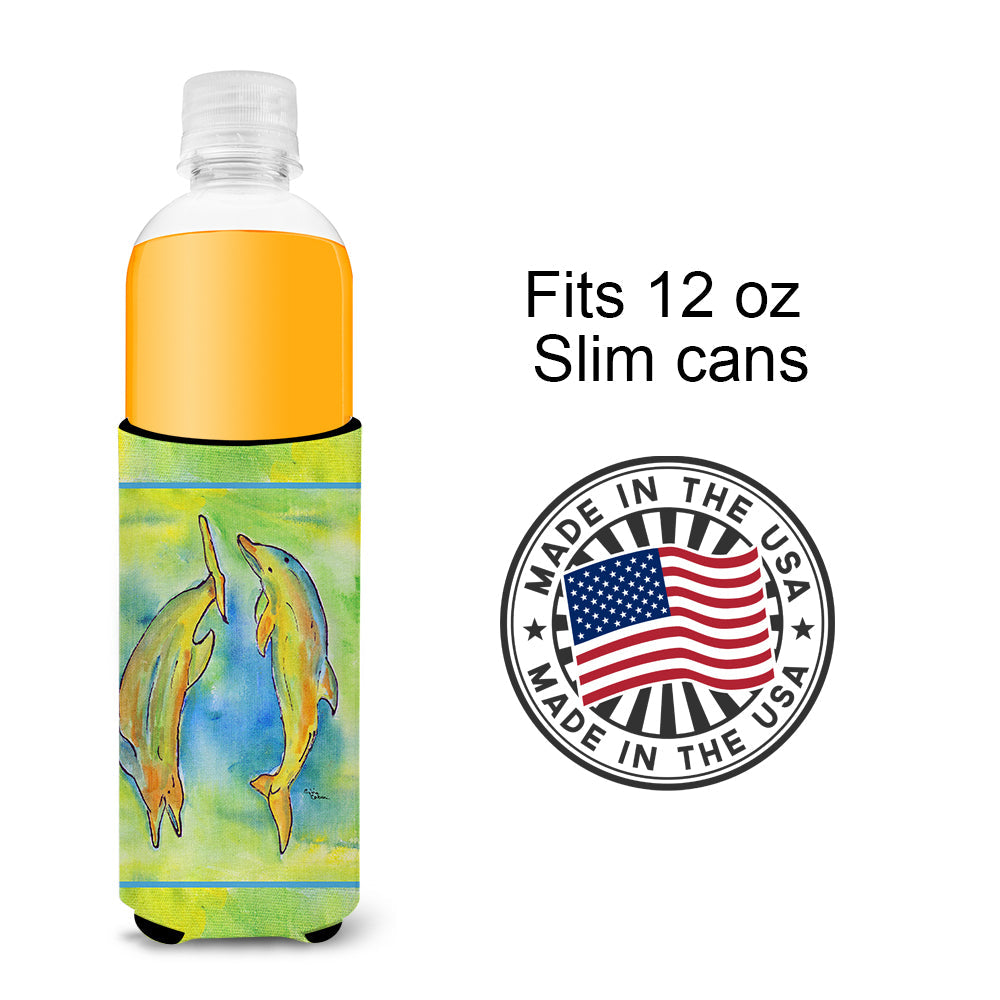 Dolphin Slim Can Hugger , Insulated Foam Hugger for 12 oz Slim Cans, Beer Bottles & Water Bottles, Printed in USA