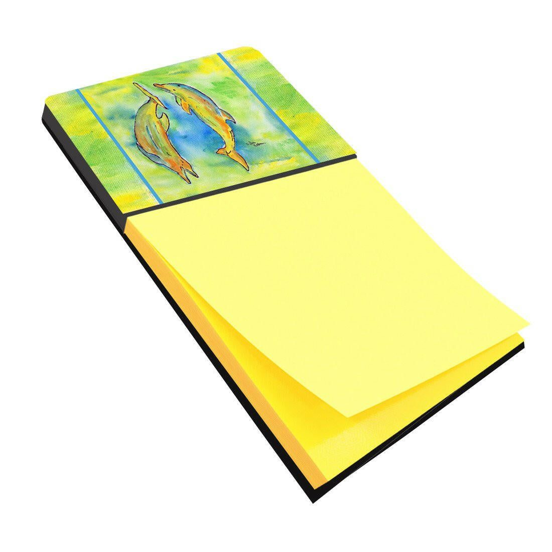 Dolphin Watercolor Sticky Note Holder Refillable Dispenser Desk Accessory 3x3 Pad Gift