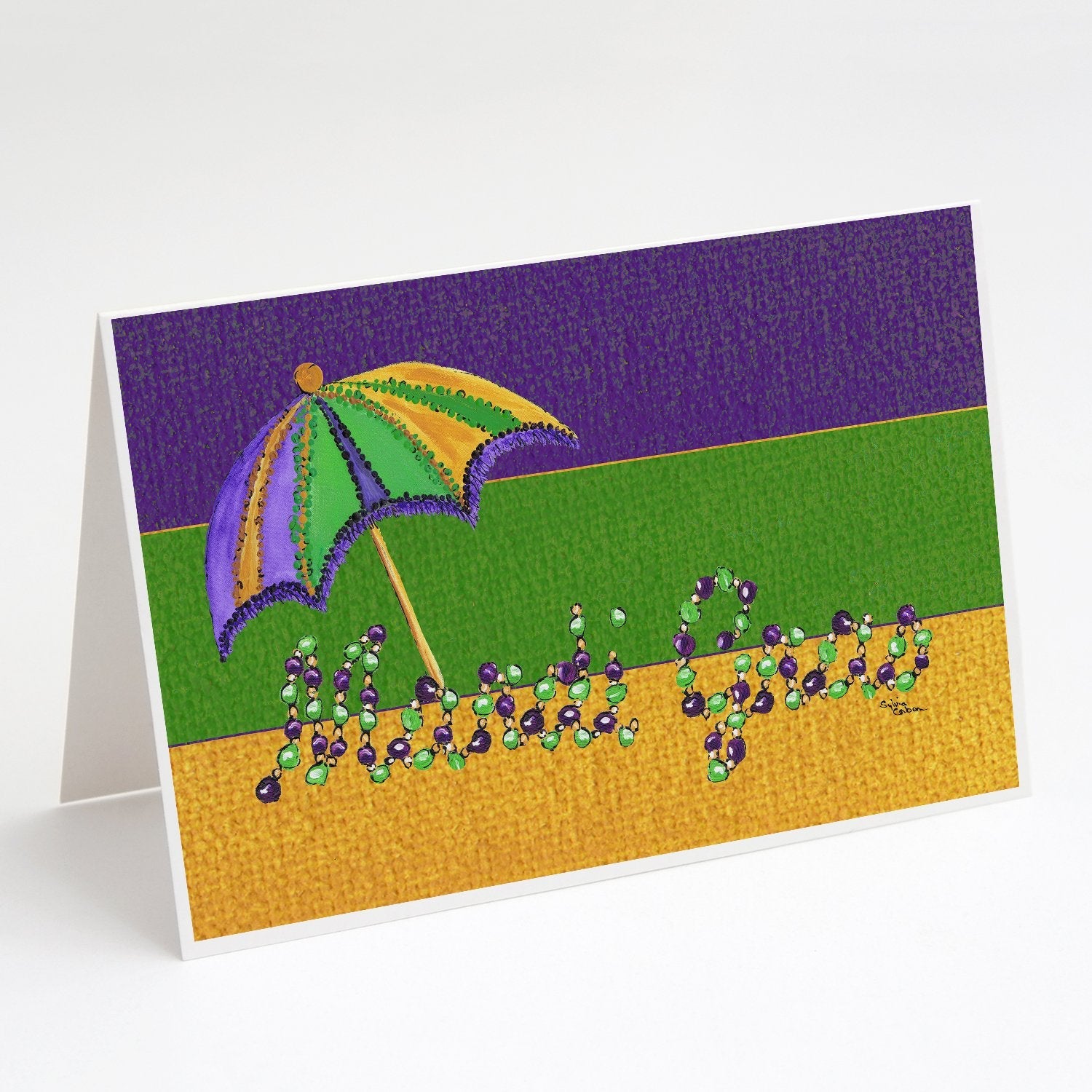 Mardi Gras Greeting Cards Pack of 8 Blank Cards with Envelopes Whimsical A7 Size 5x7