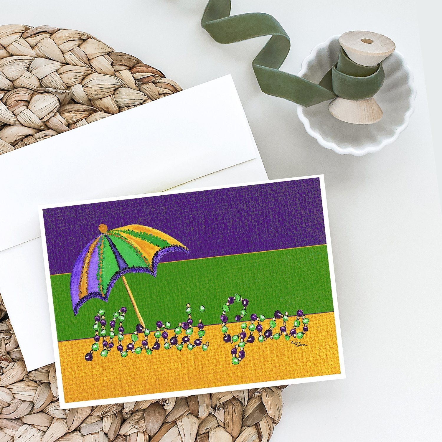 Mardi Gras Greeting Cards Pack of 8 Blank Cards with Envelopes Whimsical A7 Size 5x7
