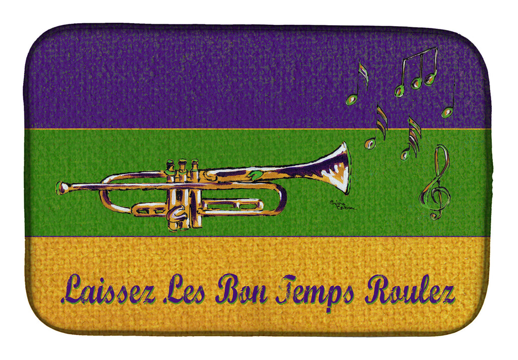 Mardi Gras Dish Drying Mat Absorbent Dish Drying Mat Pad for Kitchen Counter Dish Drainer Mat for Countertop, 14 x 21", Multicolor