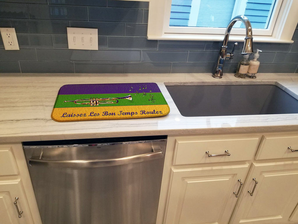 Mardi Gras Dish Drying Mat Absorbent Dish Drying Mat Pad for Kitchen Counter Dish Drainer Mat for Countertop, 14 x 21", Multicolor