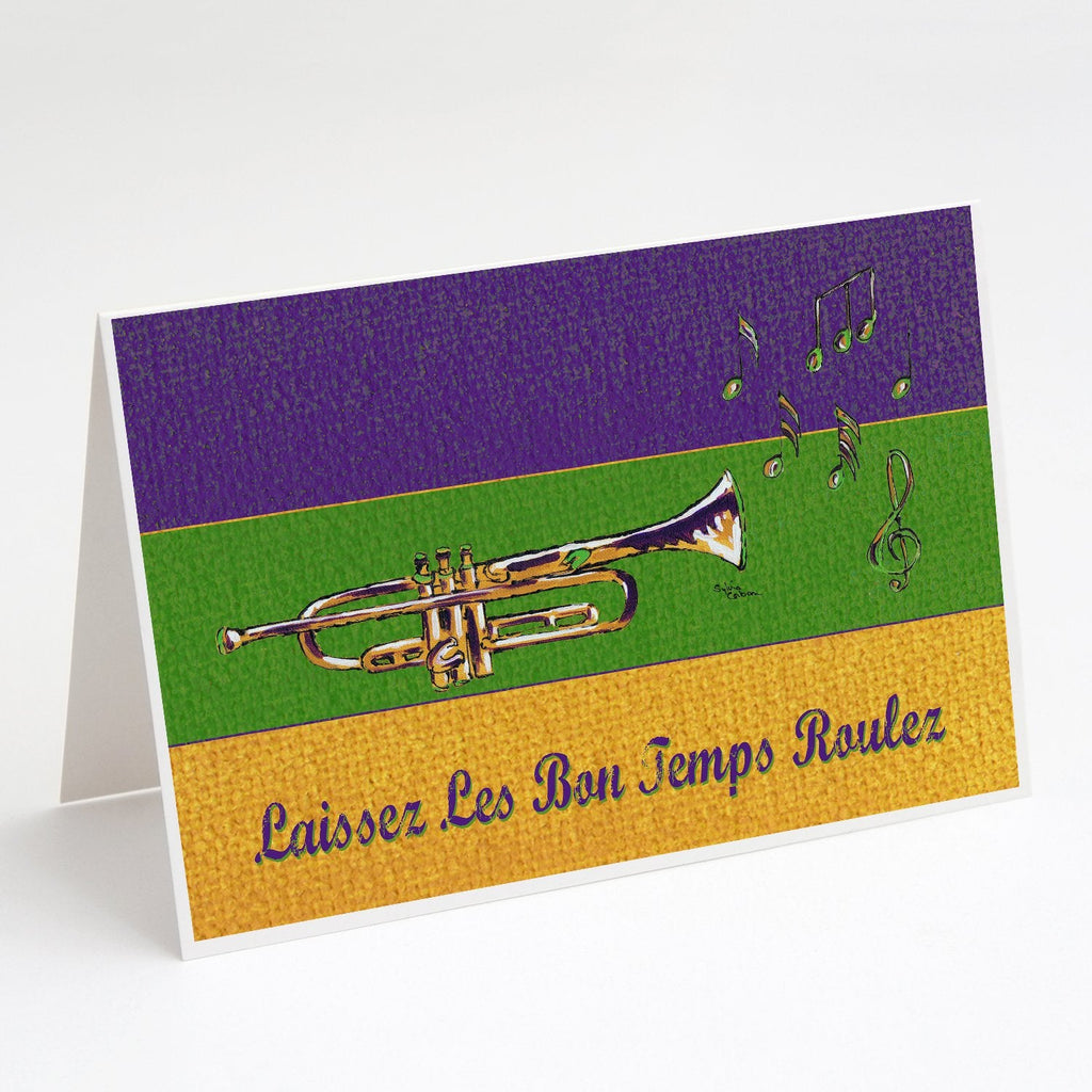 Mardi Gras Greeting Cards Pack of 8 Blank Cards with Envelopes Whimsical A7 Size 5x7