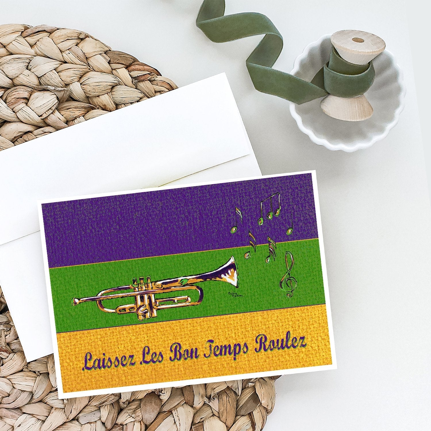 Mardi Gras Greeting Cards Pack of 8 Blank Cards with Envelopes Whimsical A7 Size 5x7
