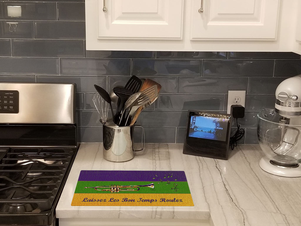 Mardi Gras Cutting Board Tempered Glass Kitchen Cutting Surface, Heat Resistant Chopping, Non-Slip Feet, Food Prep & Serving