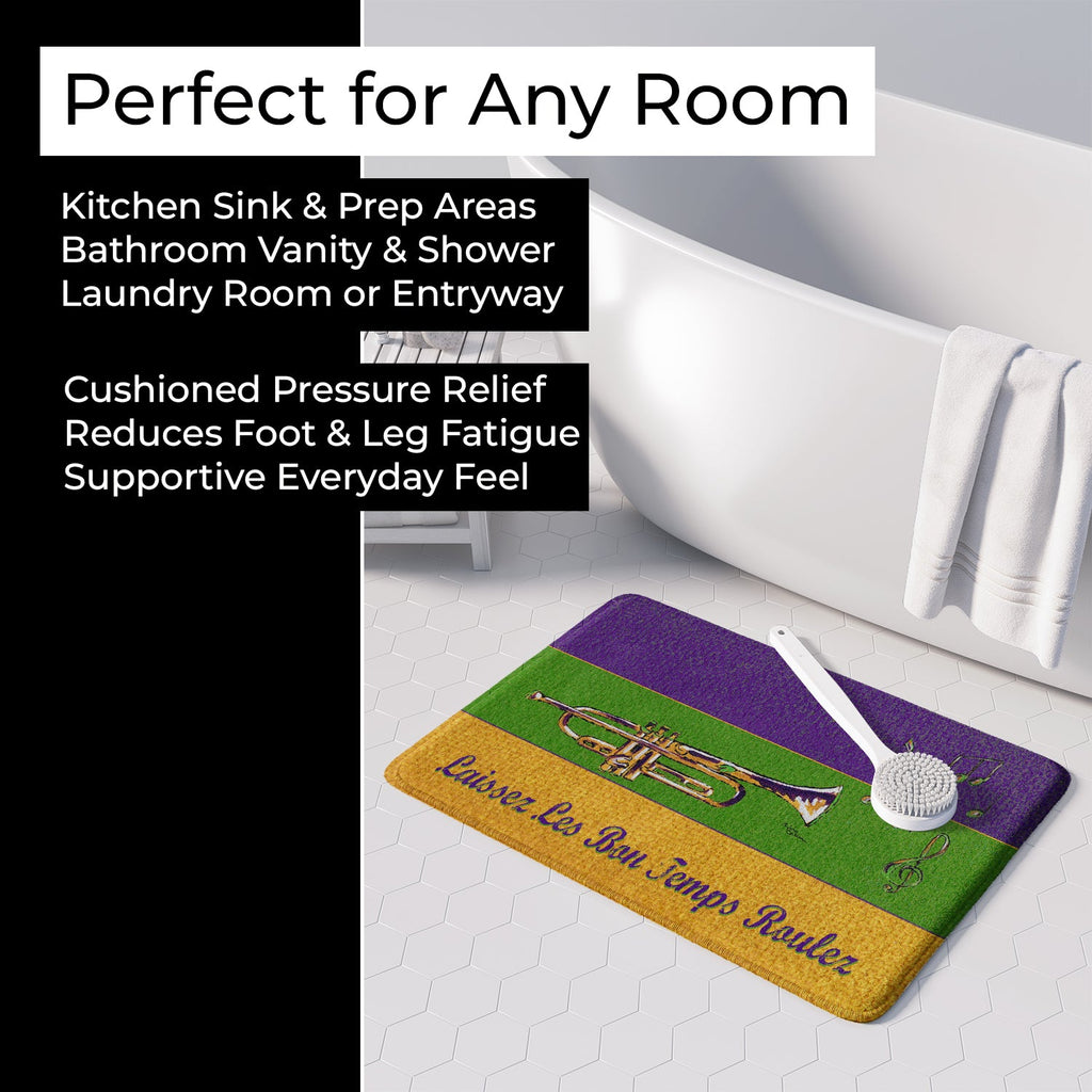 Mardi Gras Memory Foam Kitchen Mat Machine Washable Anti-Fatigue Cushion Comfort Bath or Kitchen Rug