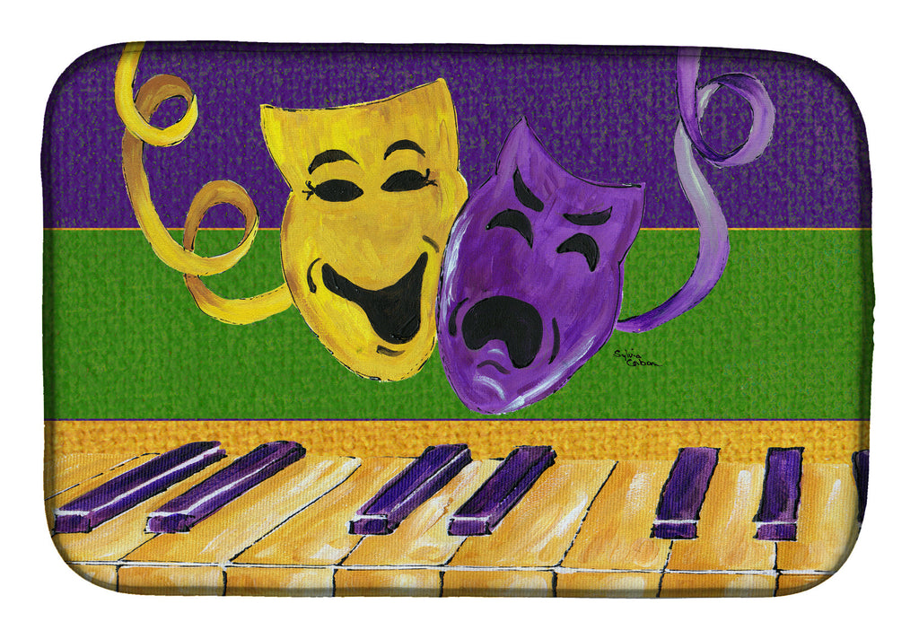 Mardi Gras Dish Drying Mat Absorbent Dish Drying Mat Pad for Kitchen Counter Dish Drainer Mat for Countertop, 14 x 21", Multicolor