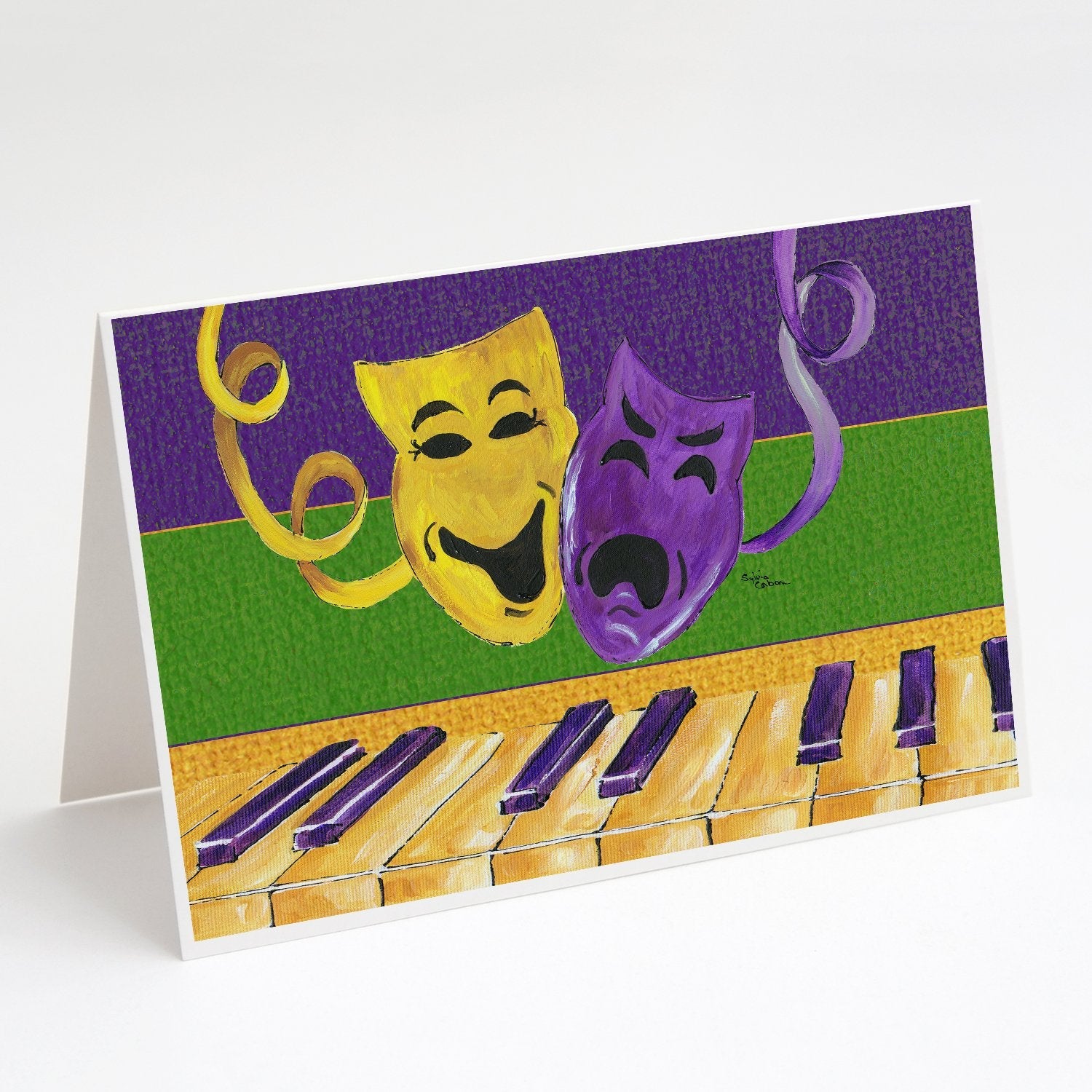 Mardi Gras Greeting Cards Pack of 8 Blank Cards with Envelopes Whimsical A7 Size 5x7