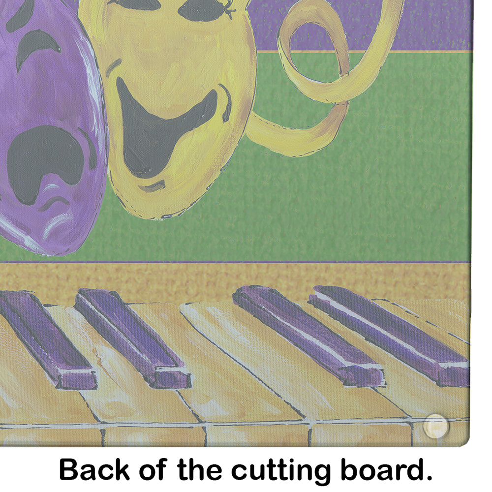 Mardi Gras Cutting Board Tempered Glass Kitchen Cutting Surface, Heat Resistant Chopping, Non-Slip Feet, Food Prep & Serving