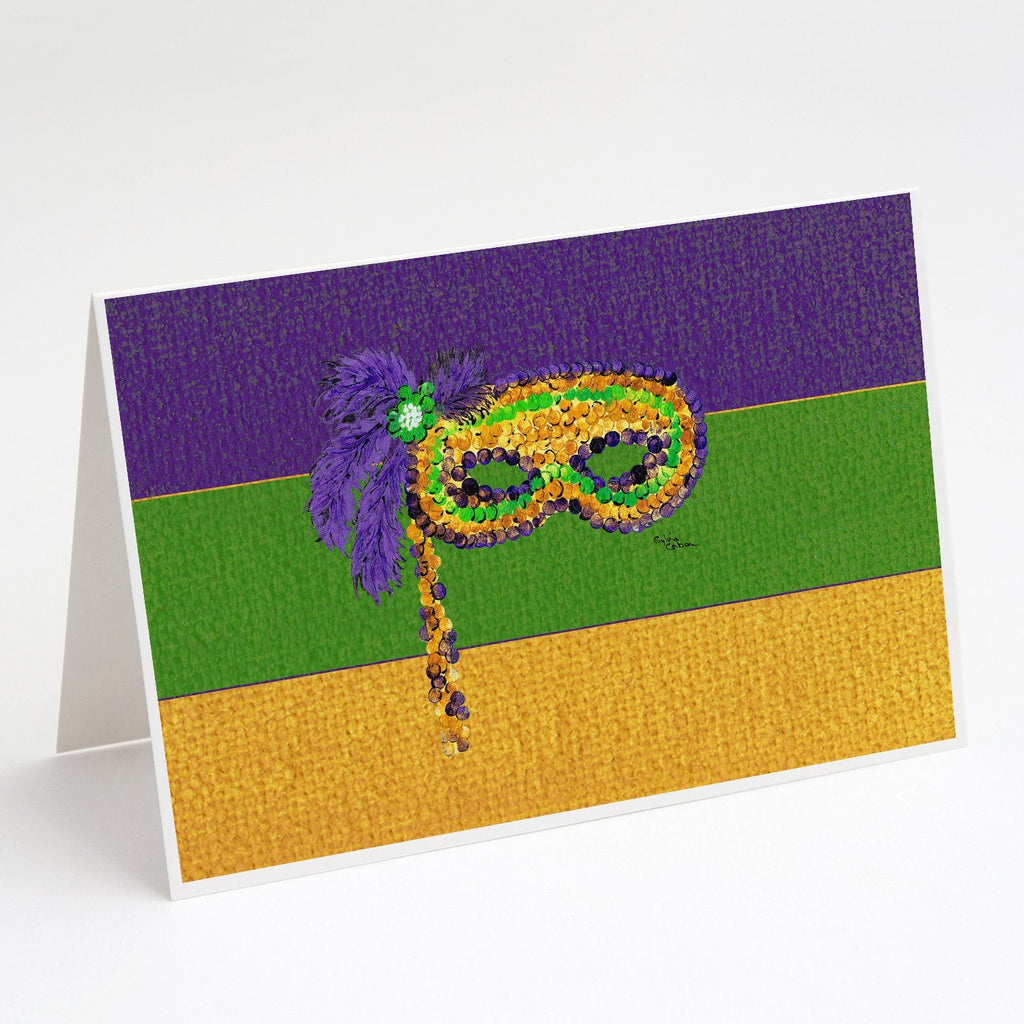 Mardi Gras Greeting Cards Pack of 8 Blank Cards with Envelopes Whimsical A7 Size 5x7