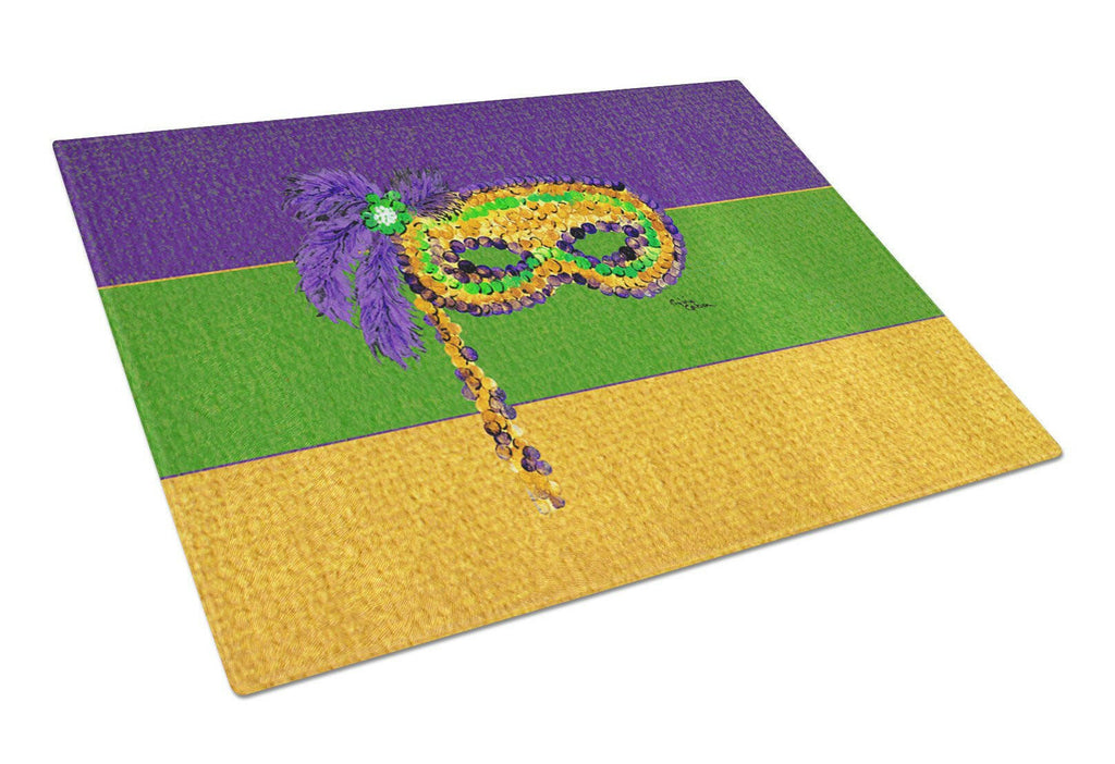 Mardi Gras Cutting Board Tempered Glass Kitchen Cutting Surface, Heat Resistant Chopping, Non-Slip Feet, Food Prep & Serving