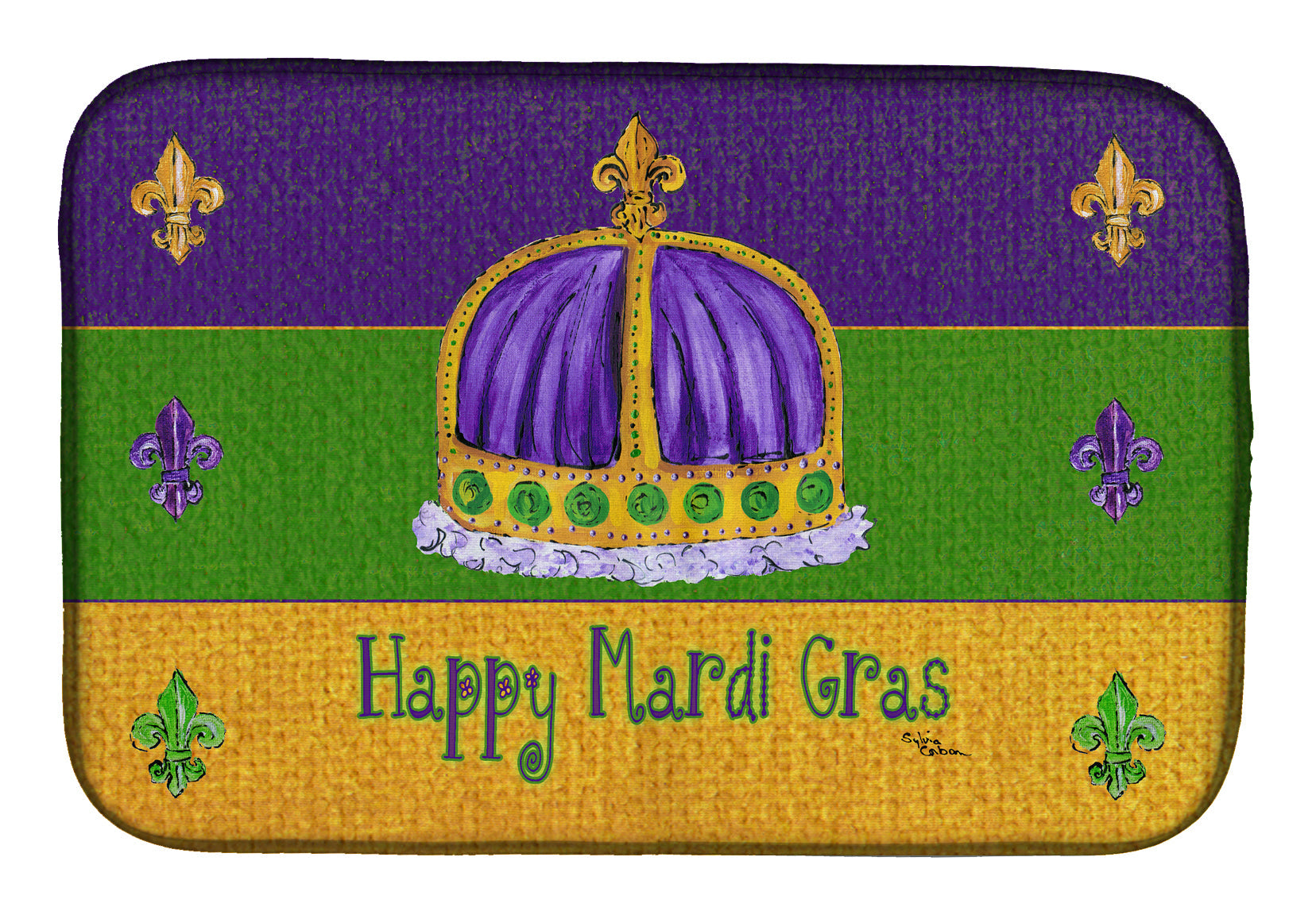 Mardi Gras Dish Drying Mat Absorbent Dish Drying Mat Pad for Kitchen Counter Dish Drainer Mat for Countertop, 14 x 21", Multicolor
