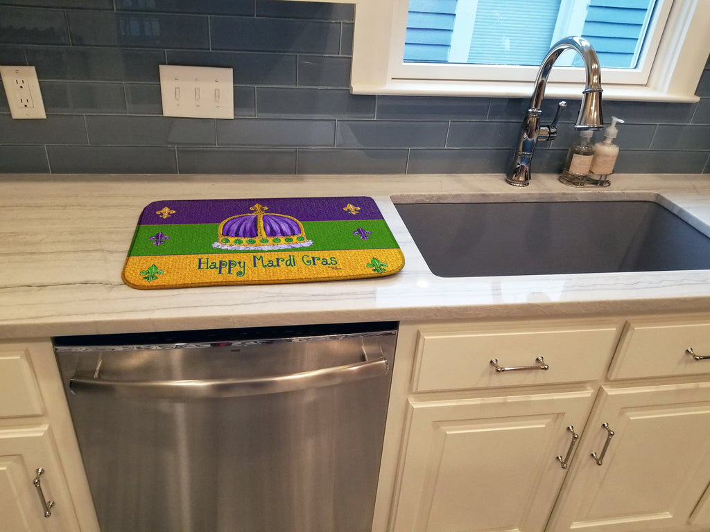 Mardi Gras Dish Drying Mat Absorbent Dish Drying Mat Pad for Kitchen Counter Dish Drainer Mat for Countertop, 14 x 21", Multicolor