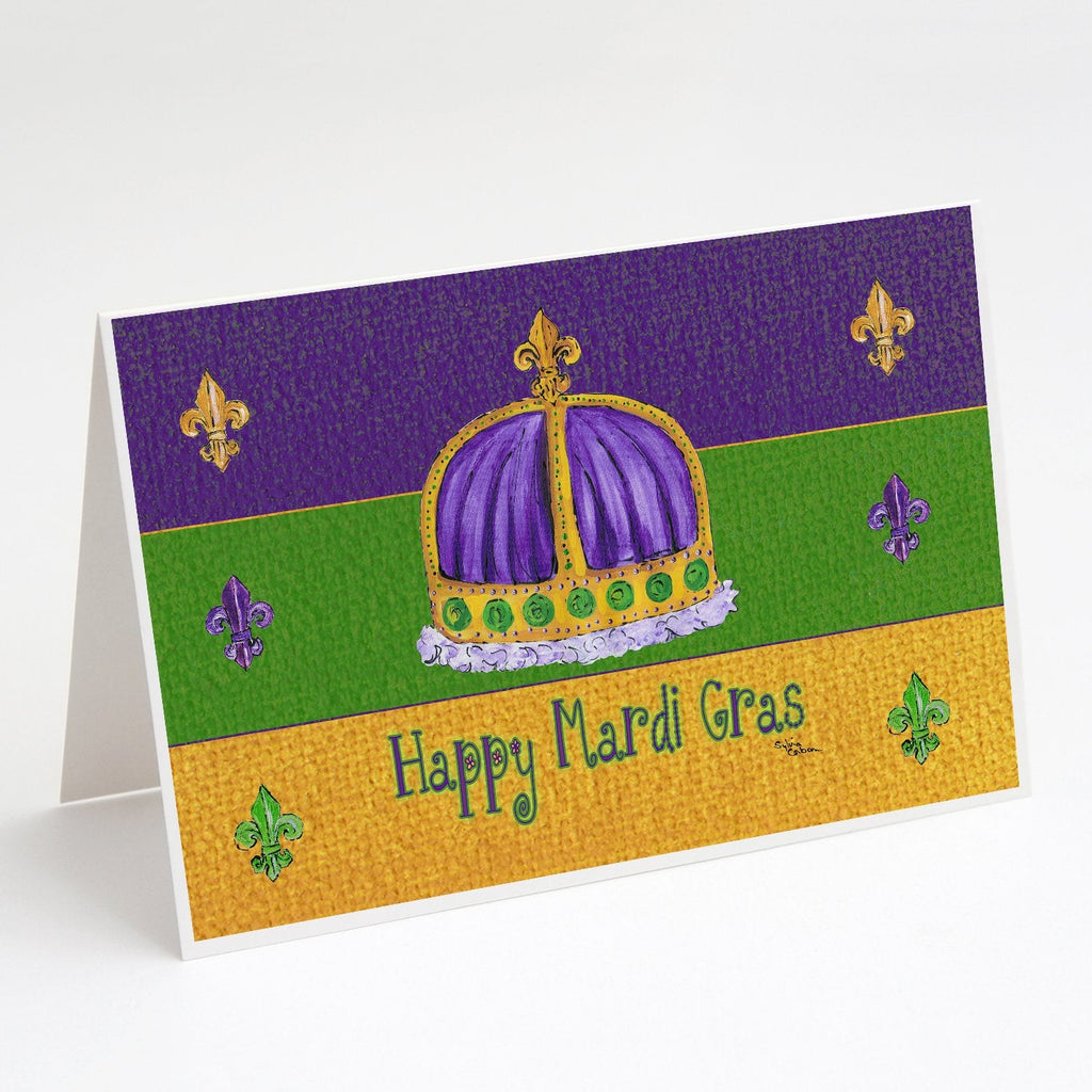 Mardi Gras Greeting Cards Pack of 8 Blank Cards with Envelopes Whimsical A7 Size 5x7
