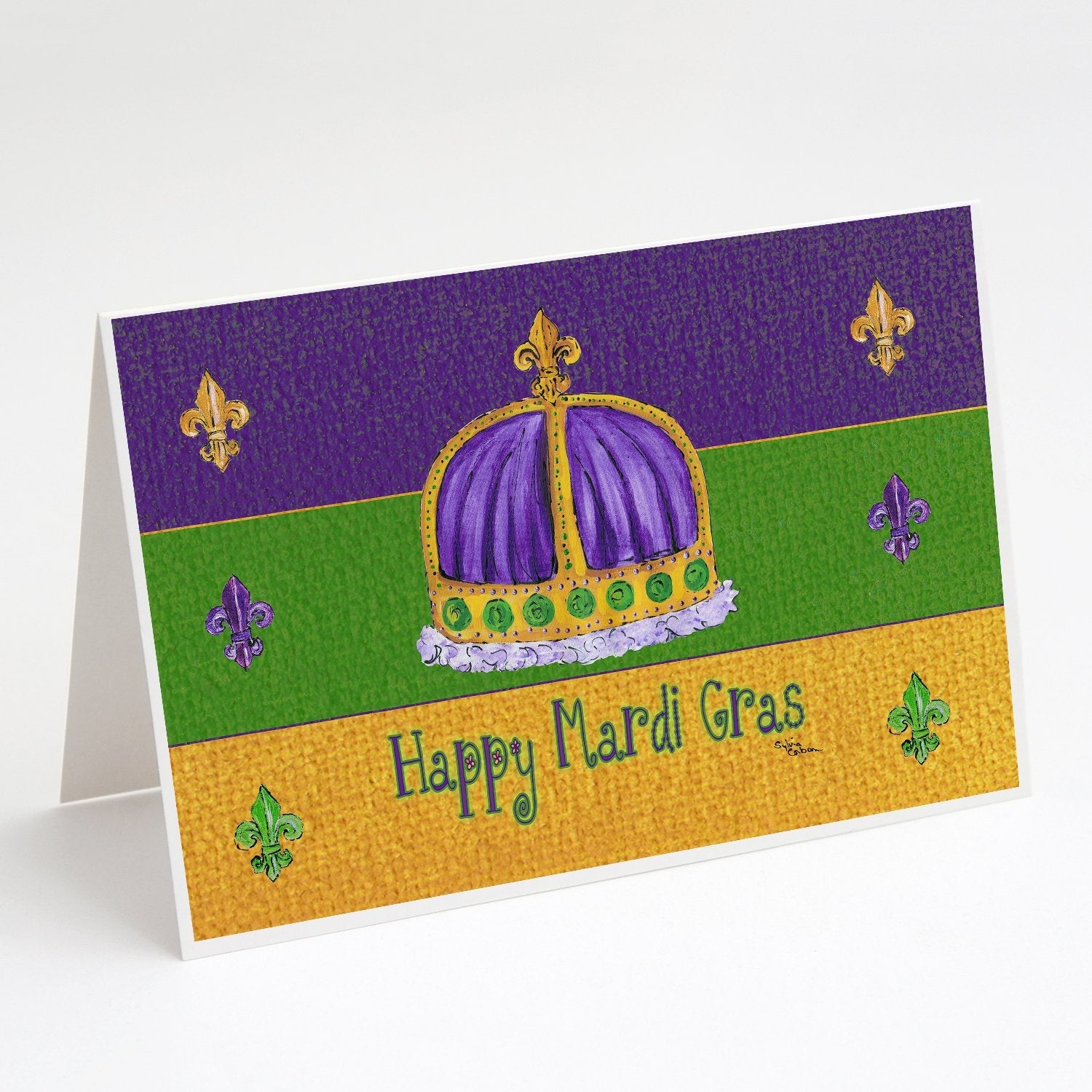 Mardi Gras Greeting Cards Pack of 8 Blank Cards with Envelopes Whimsical A7 Size 5x7
