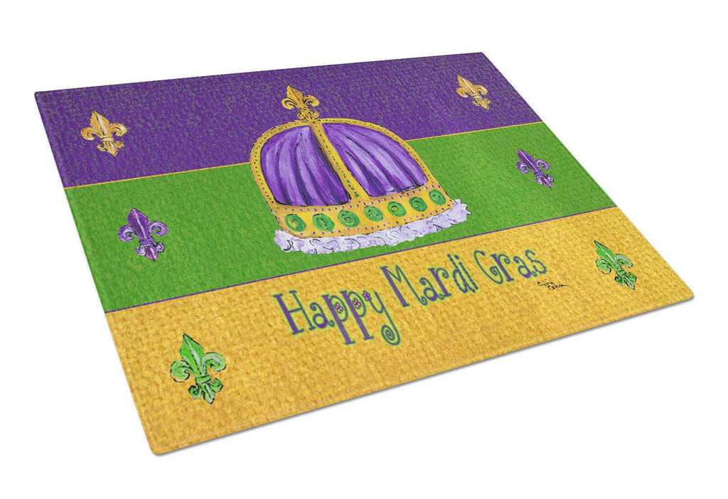 Mardi Gras Cutting Board Tempered Glass Kitchen Cutting Surface, Heat Resistant Chopping, Non-Slip Feet, Food Prep & Serving