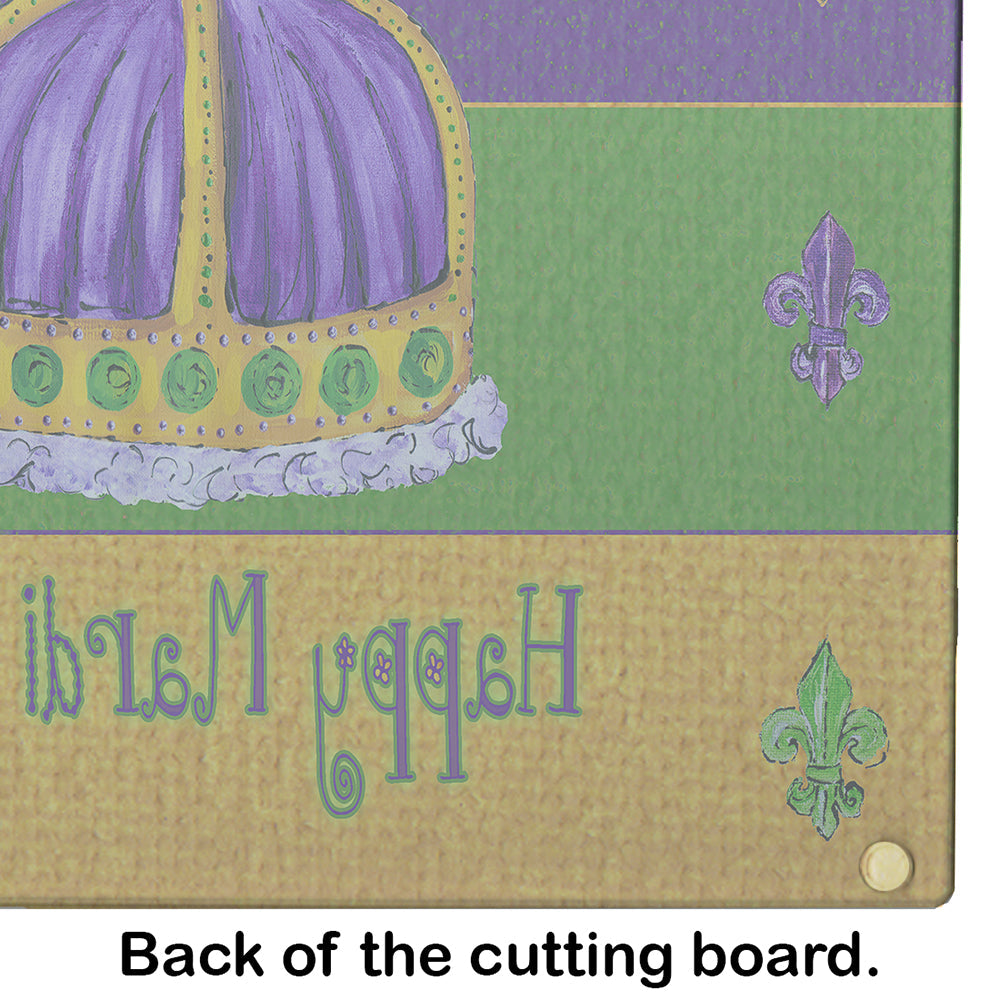 Mardi Gras Cutting Board Tempered Glass Kitchen Cutting Surface, Heat Resistant Chopping, Non-Slip Feet, Food Prep & Serving