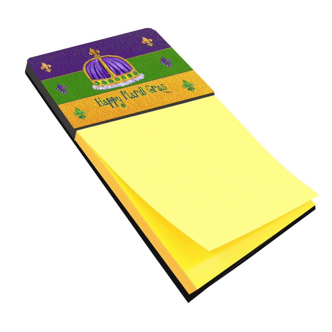 Mardi Gras Watercolor Sticky Note Holder Refillable Dispenser Desk Accessory 3x3 Pad Gift