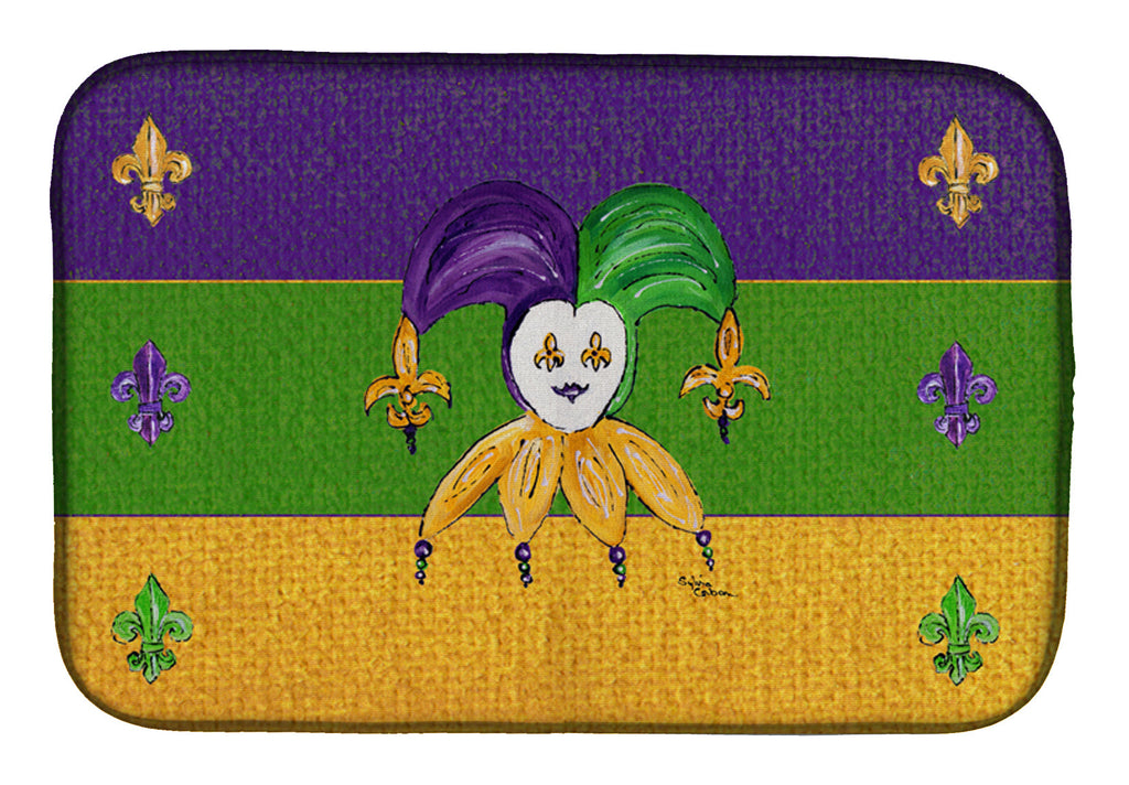 Mardi Gras Dish Drying Mat Absorbent Dish Drying Mat Pad for Kitchen Counter Dish Drainer Mat for Countertop, 14 x 21", Multicolor