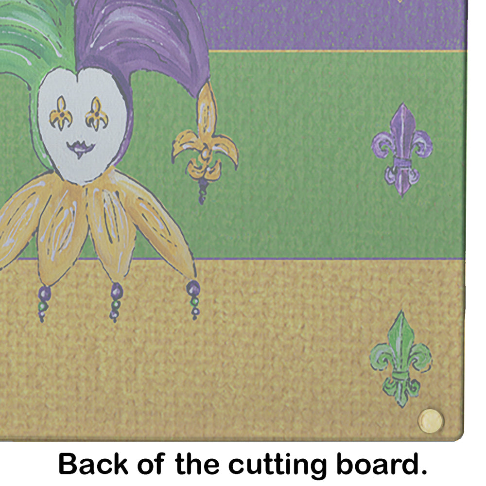 Mardi Gras Cutting Board Tempered Glass Kitchen Cutting Surface, Heat Resistant Chopping, Non-Slip Feet, Food Prep & Serving