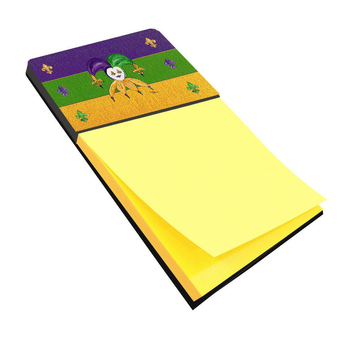 Mardi Gras Watercolor Sticky Note Holder Refillable Dispenser Desk Accessory 3x3 Pad Gift